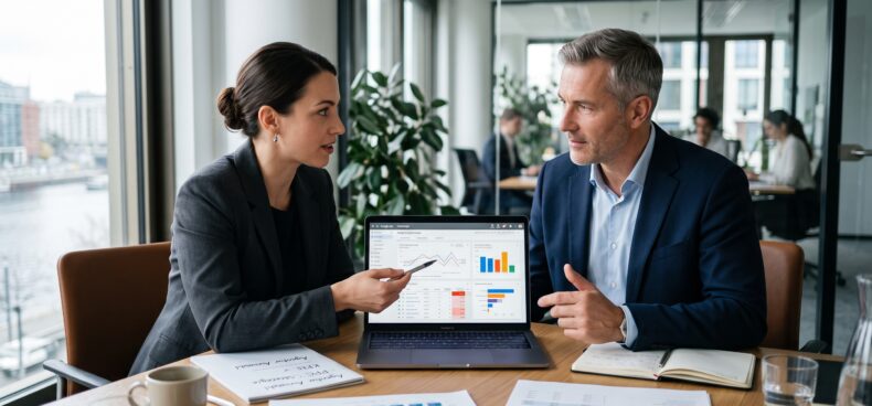 Marketingagentur bespricht Google Ads Strategie mit einem Unternehmen